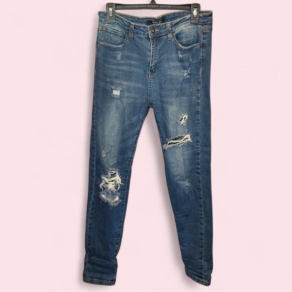 Wax Jean "Butt I Love You" Distressed High Rise Skinny Jeans JUNIOR SIZE 11
